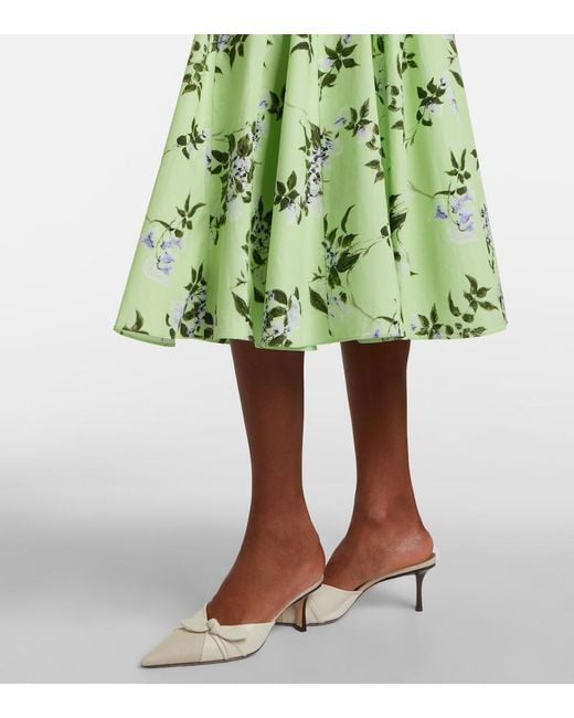 Emilia Wickstead Green Marione Floral Belted Cotton Shirt Dress