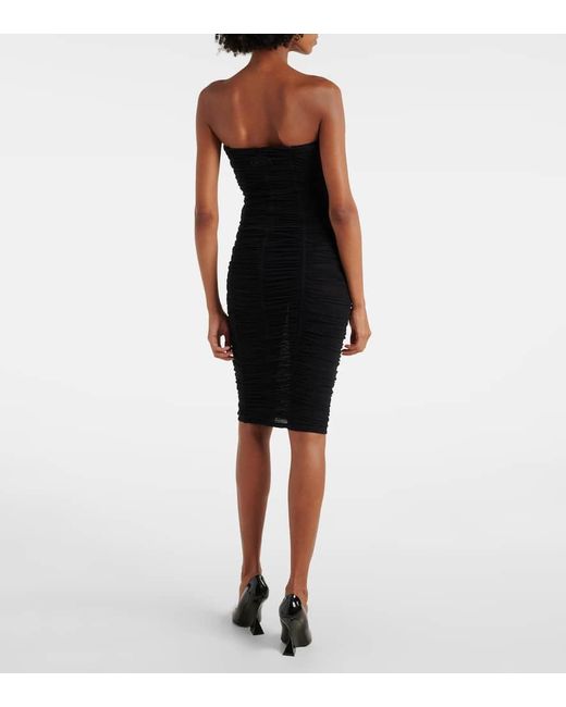 The Attico Black Tulle Bustier Dress