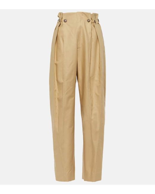 Pantaloni regular in cotone arricciato di Victoria Beckham in Natural