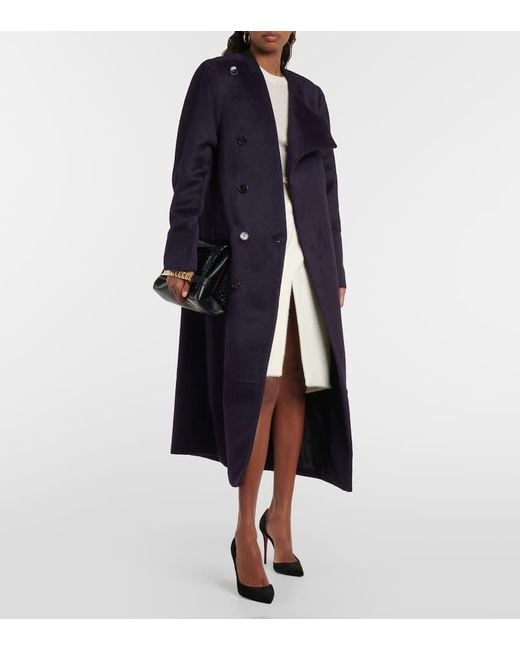 Abrigo De Mezcla De Lana De Alpaca Victoria Beckham de color Blue
