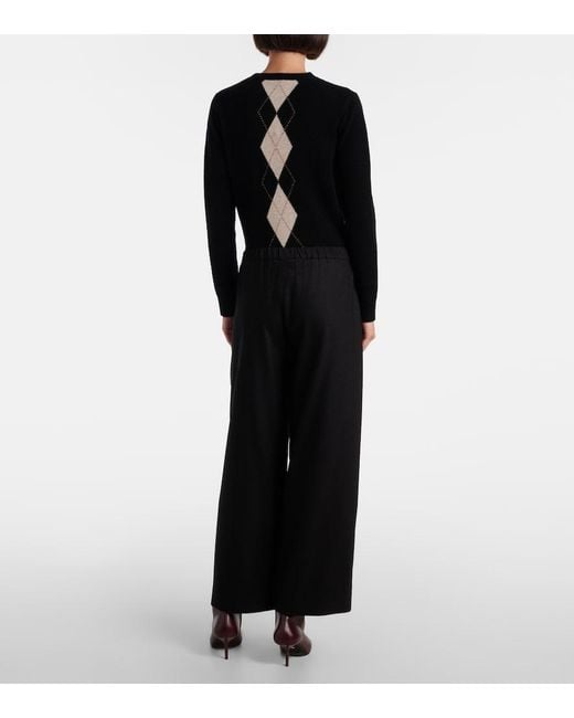 Max Mara Blue Wool Flannel Sweatpants