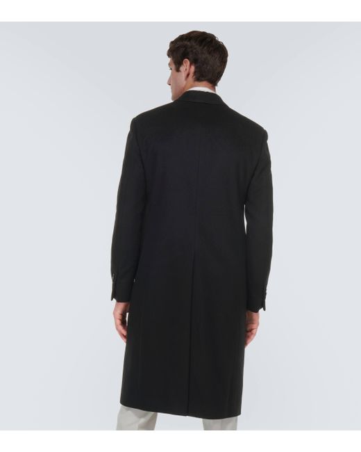 Lardini Black Double-breasted Cashmere Coat for men