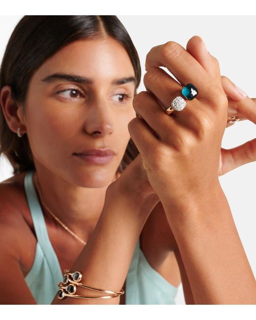 Pomellato White Nudo 18Kt Ring With Topaz And Diamonds