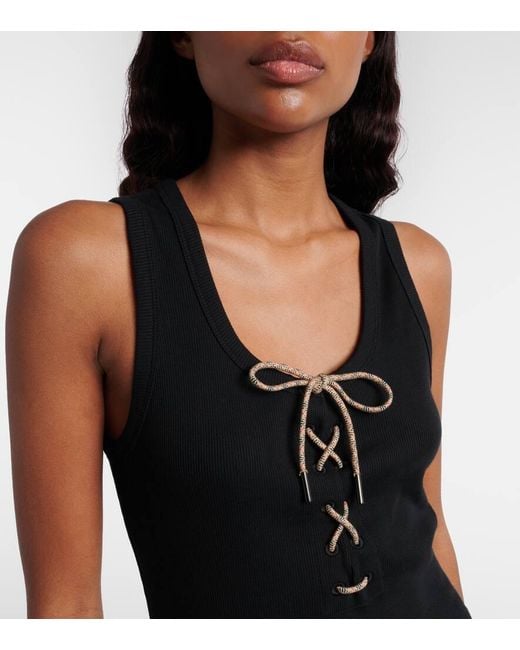 Burberry Black Lace-Up Ribbed Tank Top
