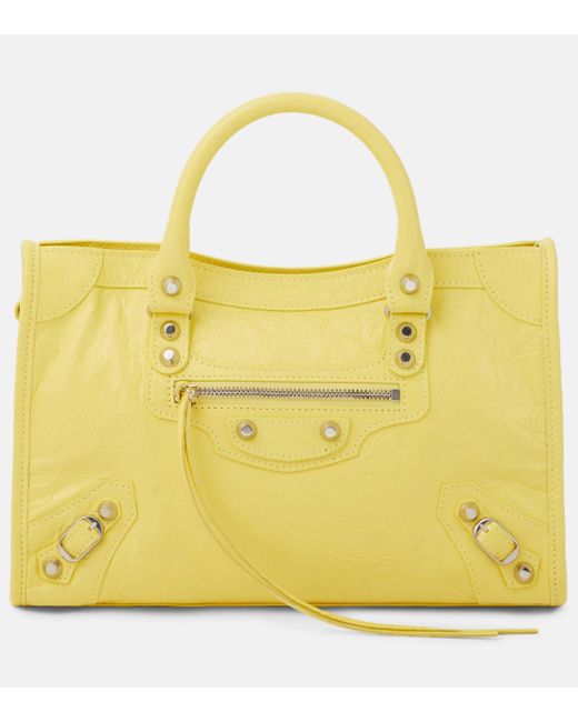 Balenciaga Yellow Le City Small Leather Shoulder Bag
