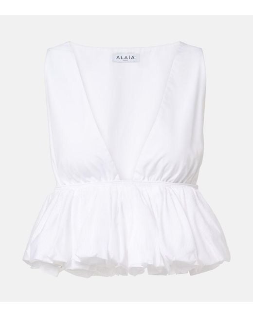 Alaïa White Peplum Cotton Top