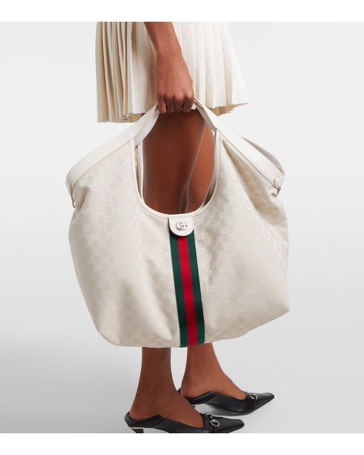 Gucci White Giglio Large Gg Canvas Tote Bag