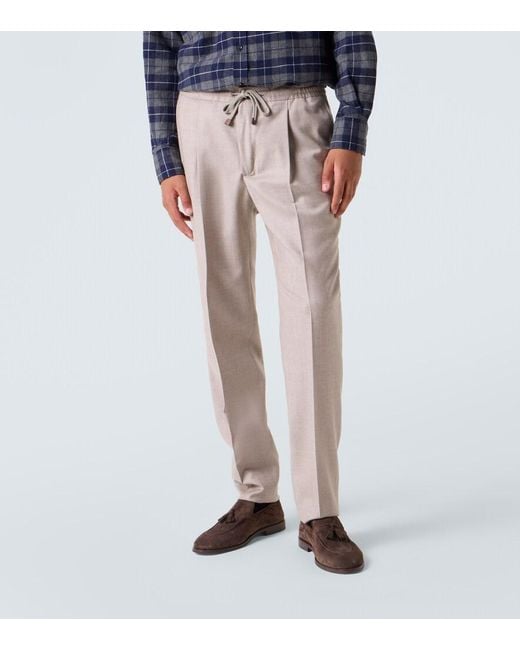 Slowear Natural Virgin Wool Flannel Slim Pants for men