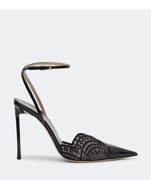 Tom Ford Black Lace And Patent Leather Pumps