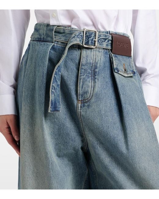 Loewe Blue Pleated Wide-Leg Jeans