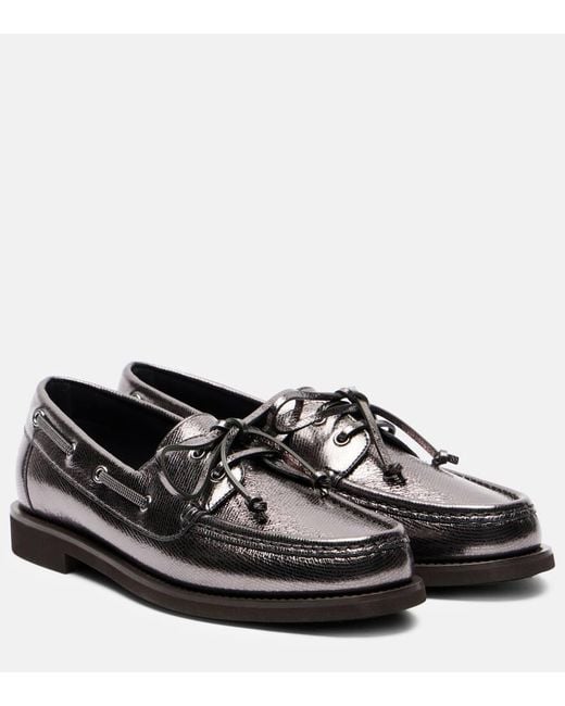Brunello Cucinelli Black Bootsschuhe Monili Aus Metallic-Leder