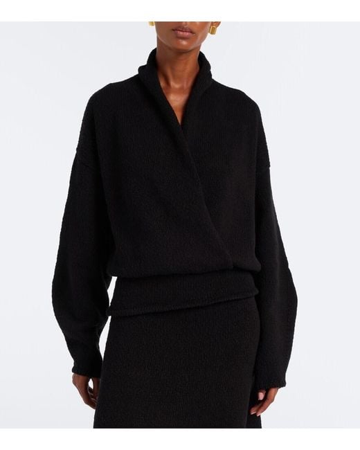 AYA MUSE Black Kena Wrap Cotton Top