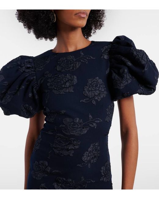 knee length dresses for ladies ROTATE BIRGER CHRISTENSEN Cream Puff Sleeve Floral Jacquard Midi Dress –  Reliked