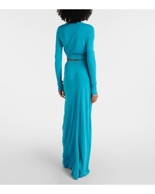 Christopher Esber Blue Embellished Crop Top