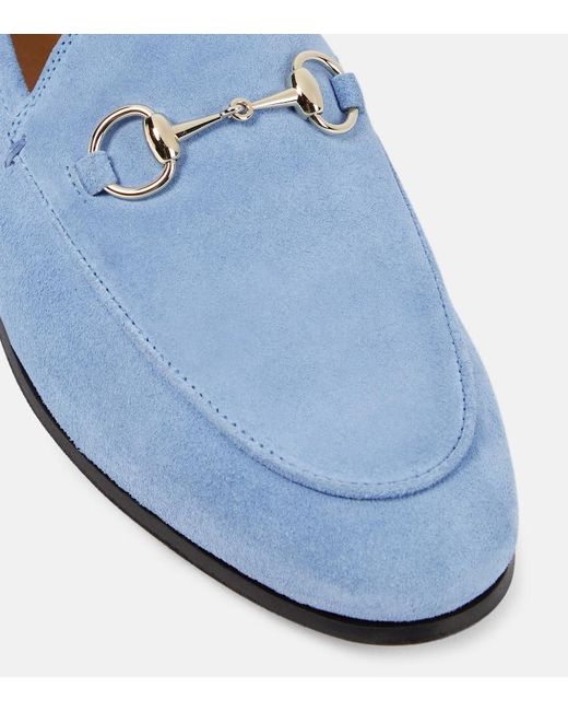 Gucci Blue Loafers Jordaan Horsebit aus Veloursleder