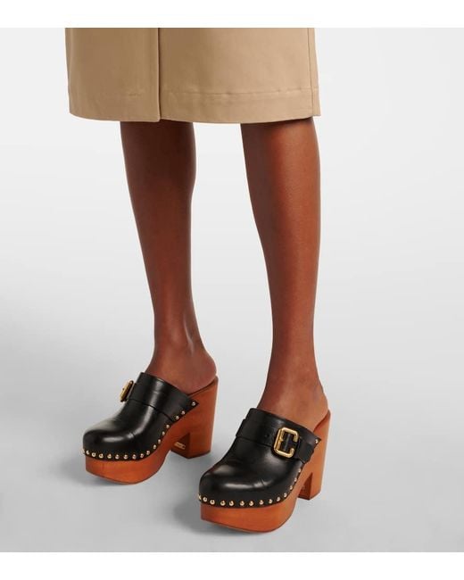 Chloé Black Jeannette Studded Leather Clogs