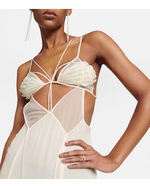 Nensi Dojaka White Bridal Cutout Silk Chiffon Gown