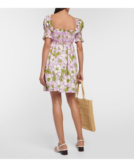 Tory Burch Multicolor Floral Smocked Cotton Minidress