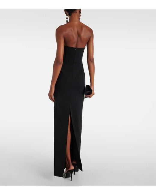 Magda Butrym Black Draped Wool-Blend Bustier Gown