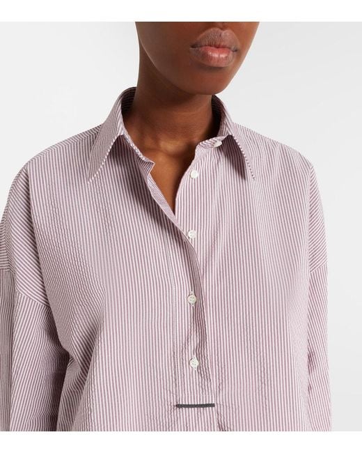 Brunello Cucinelli Pink Striped Cotton-Blend Shirt