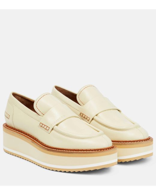 Robert Clergerie White Bahati Leather Platform Loafers