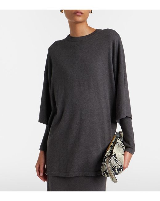 Lisa Yang Gray Agnette Cotton And Cashmere Sweater