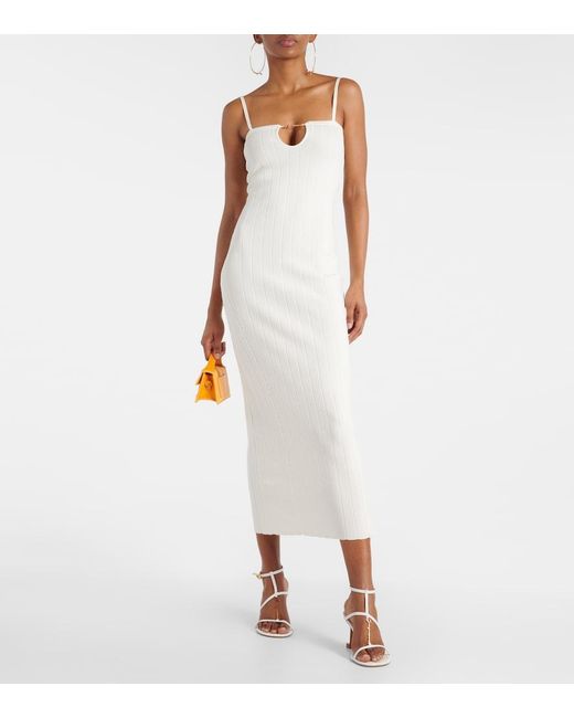 Jacquemus White La Robe Sierra Bretelles Midi Dress
