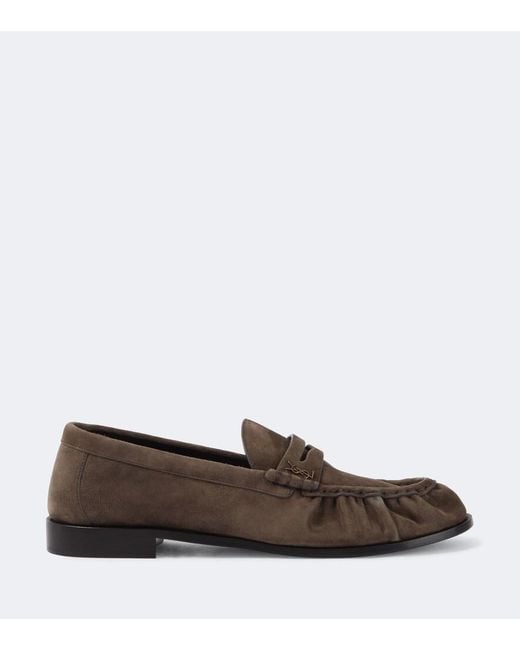 Saint Laurent Brown Le Loafer Suede Penny Loafers for men