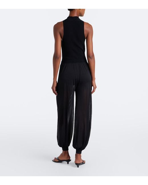Jonathan Simkhai Black Flora Sheer Knit Balloon Pants