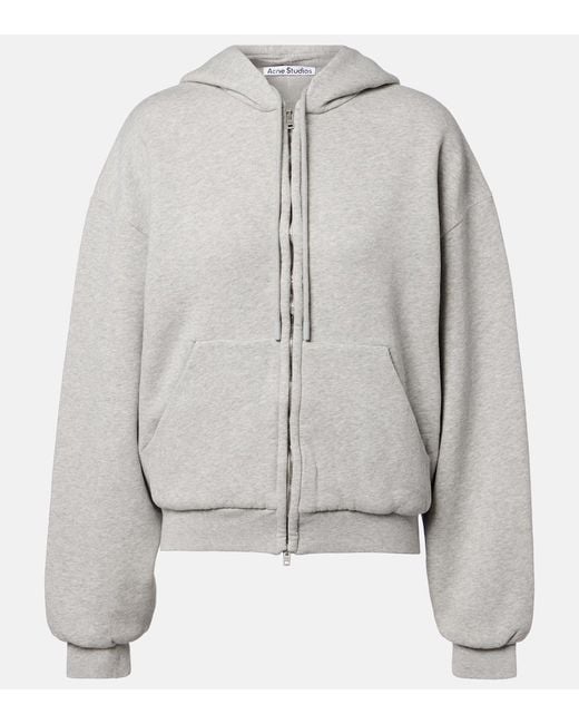 Acne Gray Faye Cotton Fleece Zip-Up Hoodie