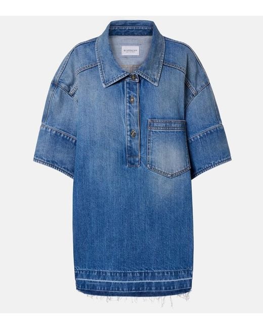 Givenchy Blue Oversized Polo Denim Minidress