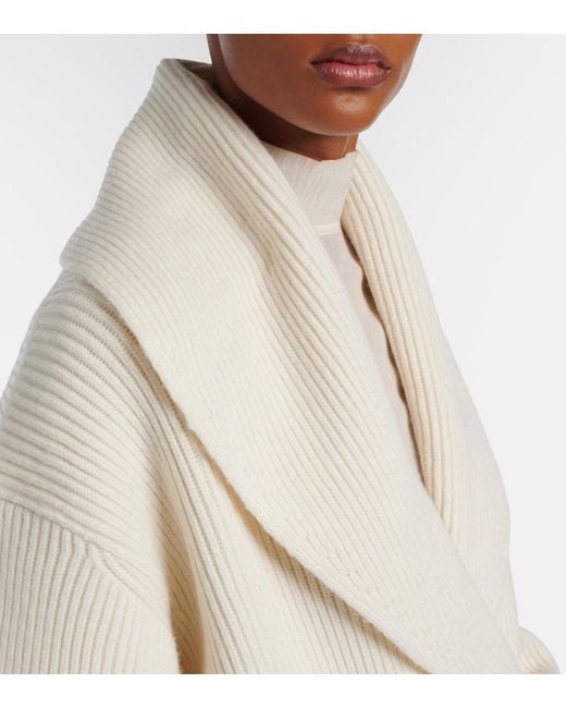 Totême Natural Ribbed-Knit Wool-Blend Cardigan