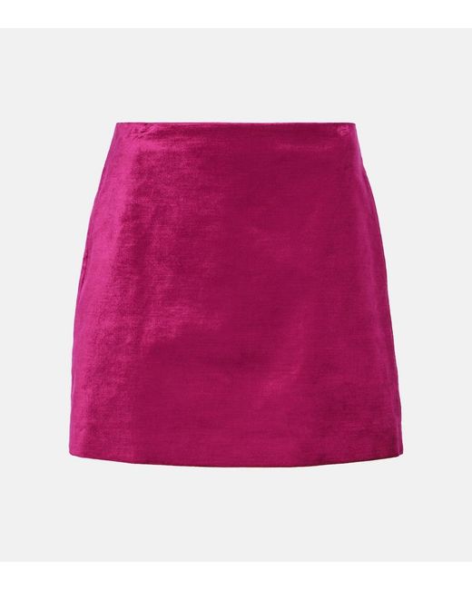Veronica Beard Pink Ohemia Velvet Miniskirt
