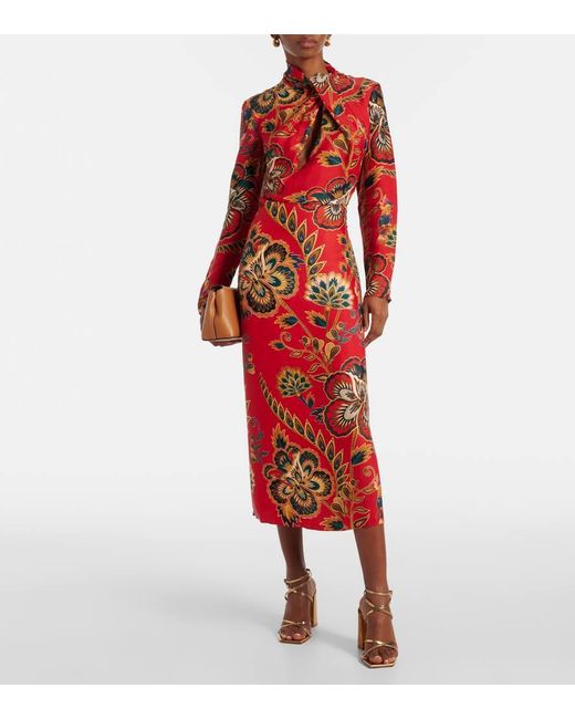 Robe Midi A Fleurs Farm Rio en coloris Red