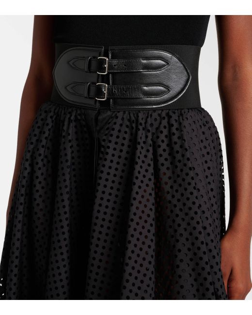 Alaïa Black Cotton-Blend Midi Skirt