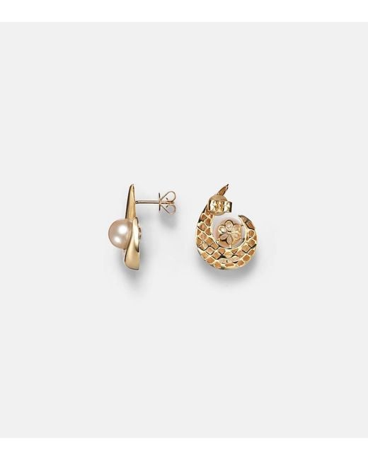 Mateo Metallic Pearl Curl 14Kt Earrings With Freshwater Pearls