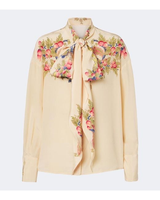 Etro Natural Floral Silk Crepe De Chine Blouse