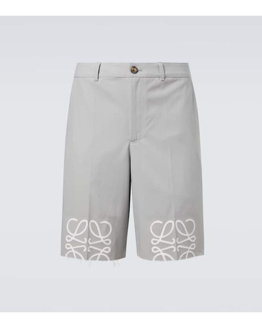 Loewe Shorts Anagram Aus Baumwoll-Twill in Gray für Herren