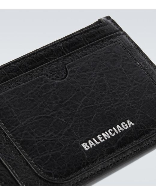 Balenciaga Black Leather Card Holder for men