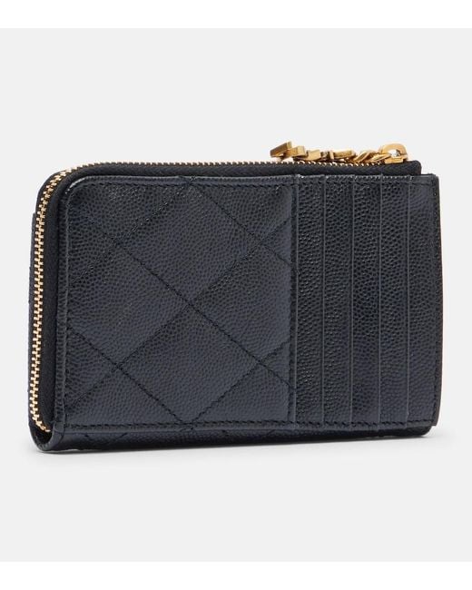 Saint Laurent Black Cassandre Bijou Quilted Leather Card Case