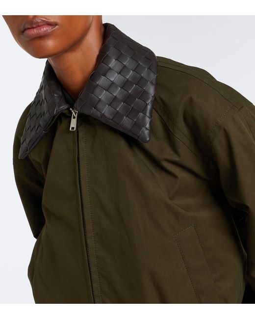 Bottega Veneta Green Intrecciato Cotton Blouson Jacket