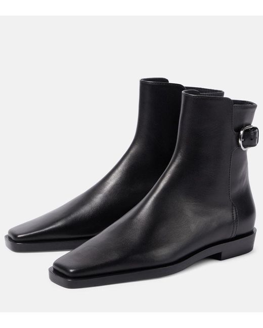 Totême  Black The Belted Leather Ankle Boots