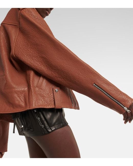 David Koma Brown Oversized Leather Jacket