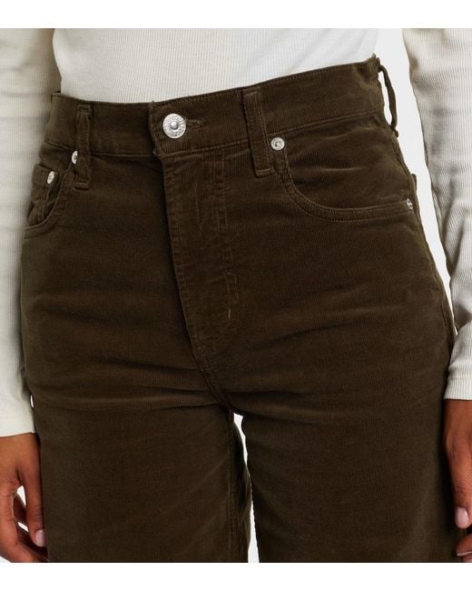 Citizens of Humanity Brown Lyra Cotton Corduroy Wide-Leg Pants