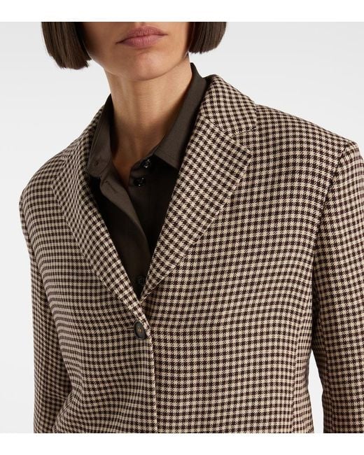 Max Mara Brown Max Mara Gita Checked Linen Blazer