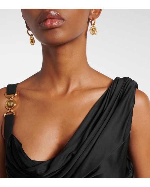 Orecchini Metal Strass di Versace in Metallic