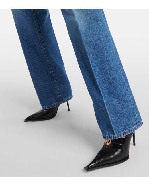 Jeans rectos de tiro alto Versace de color Blue