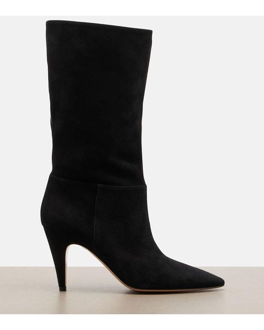Gianvito Rossi Black Elise Suede Mid-Calf Boots