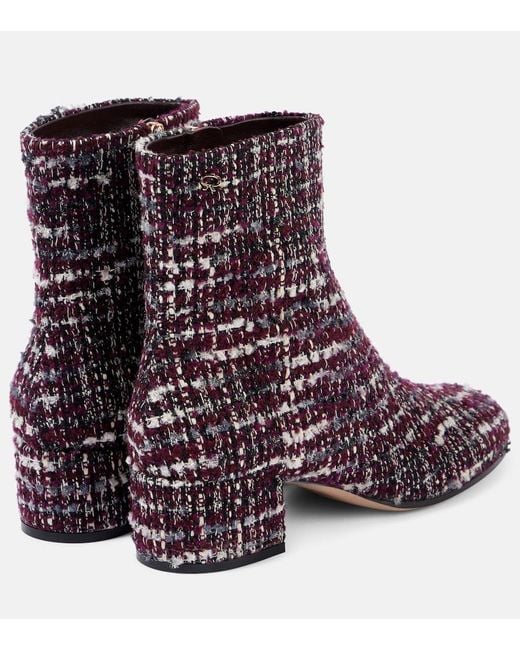 Gianvito Rossi Purple 45 Boucle Ankle Boots