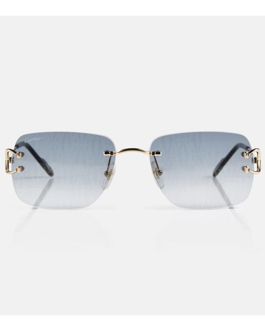 Cartier Blue Rectangular Sunglasses